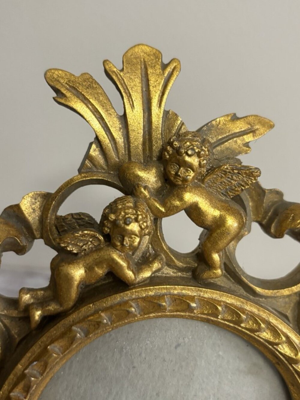 Vintage Ornate Gilt Wood Desk Frame With Cherubs And Florals Stand MCM - Picture 2 of 10